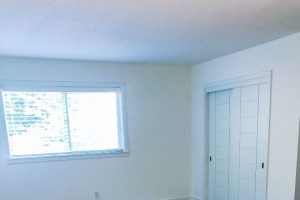 clean empty room with white walls and medium hardwood floors