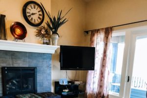 clean living room with vacuum lines